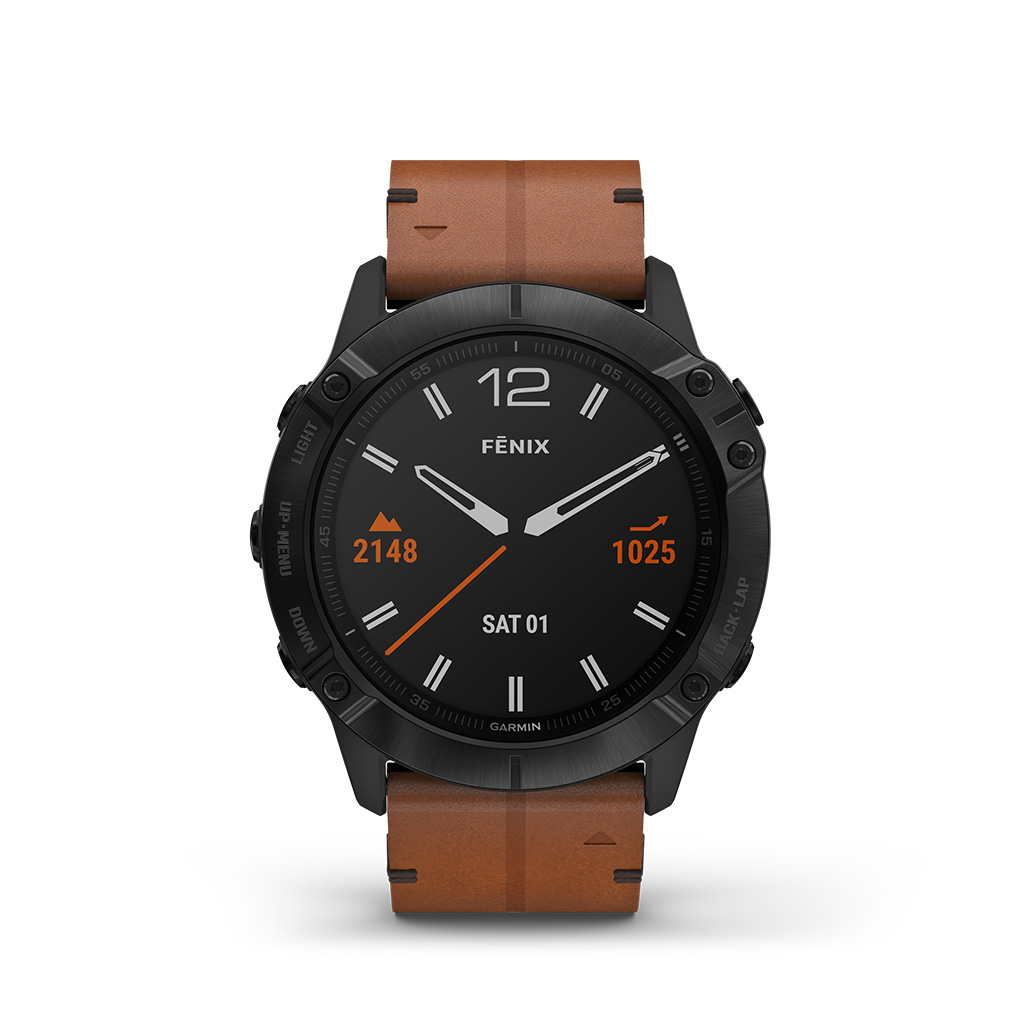 Garmin Fenix® 6X Sapphire Black DLC 51mm Leather Band