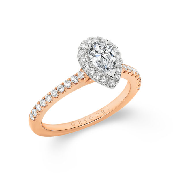 Pear Shape Two-Tone Halo Diamond Engagement Ring - A2214