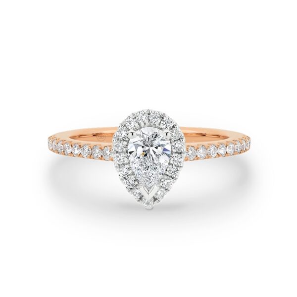 Pear Shape Two-Tone Halo Diamond Engagement Ring - A2214