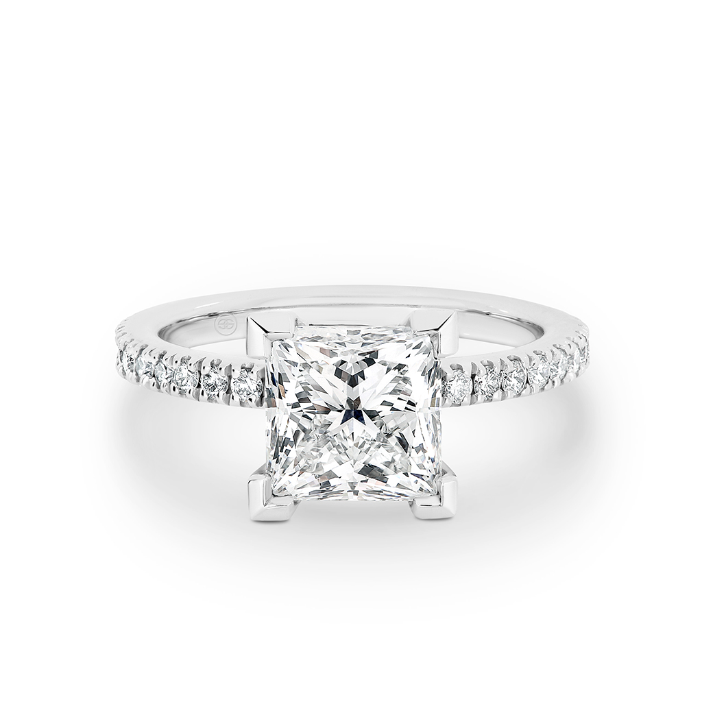 Princess Cut Diamond Band Engagement Ring