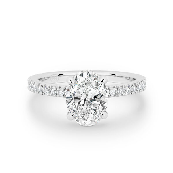 Oval Shape Diamond Band Engagement Ring A2271