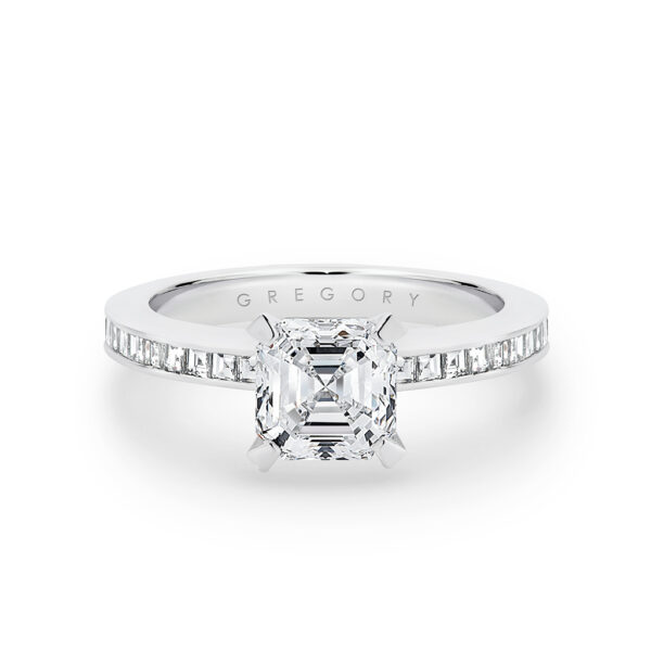 Asscher Cut Diamond Band Engagement Ring | A2433