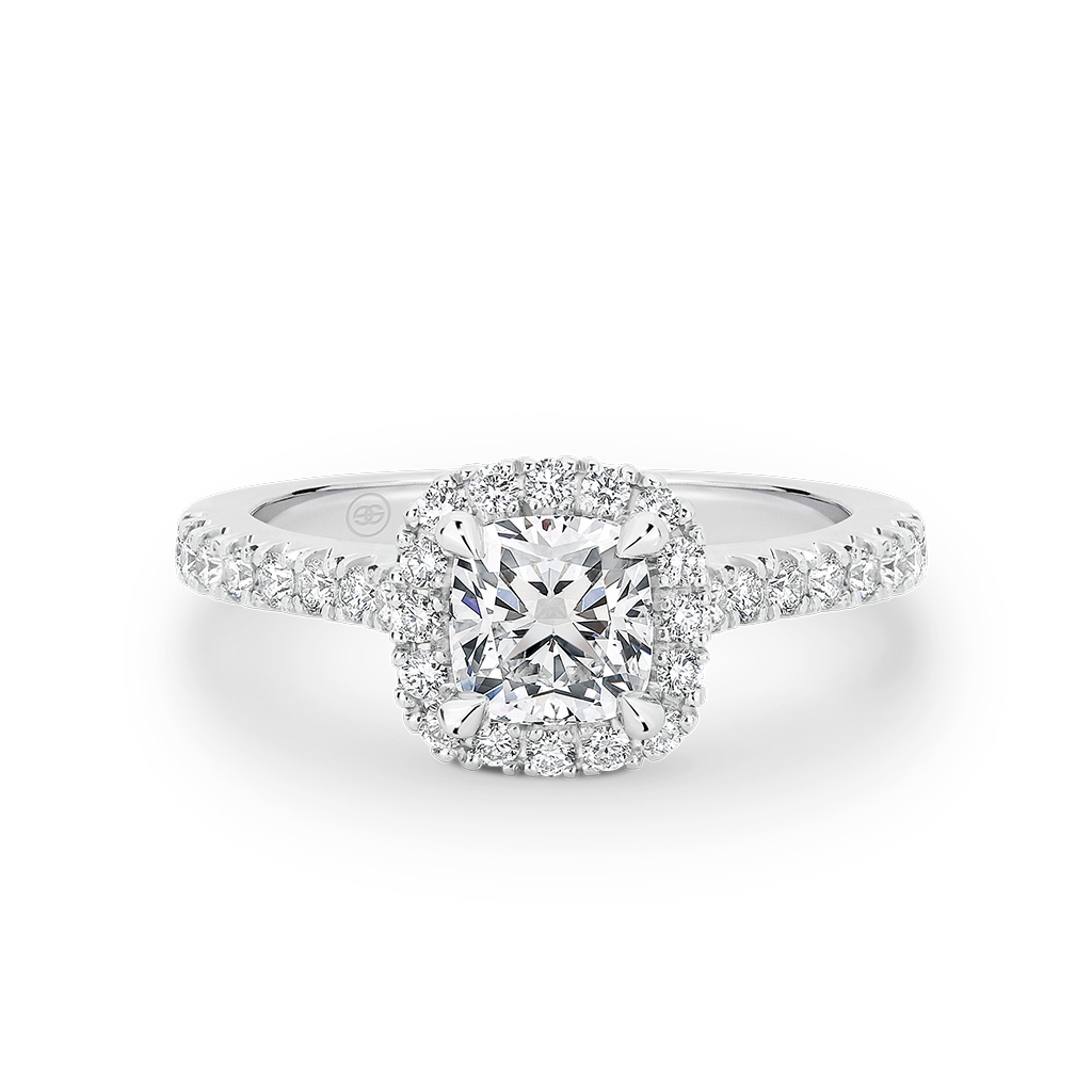 Cushion Square Halo Diamond Engagement Ring