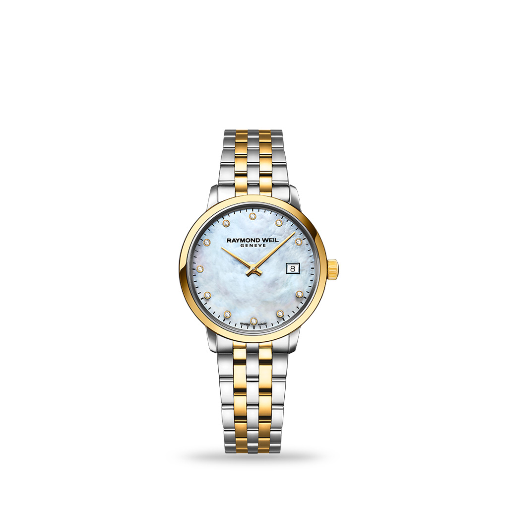 Raymond Weil Toccata Quartz 29mm mother-of-pearl Yellow Gold Two Tone Bracelet