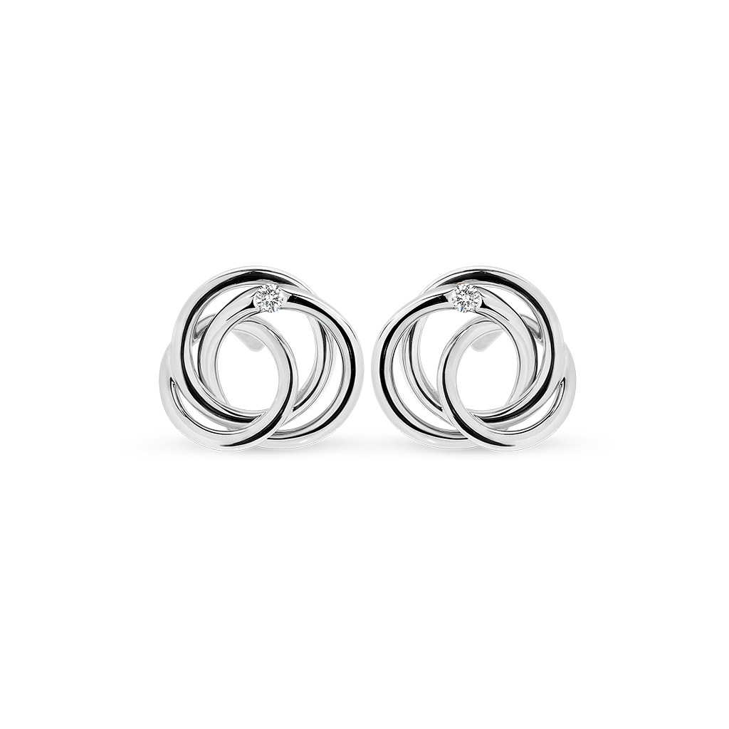 Petite Circle Trio Diamond Stud Earrings