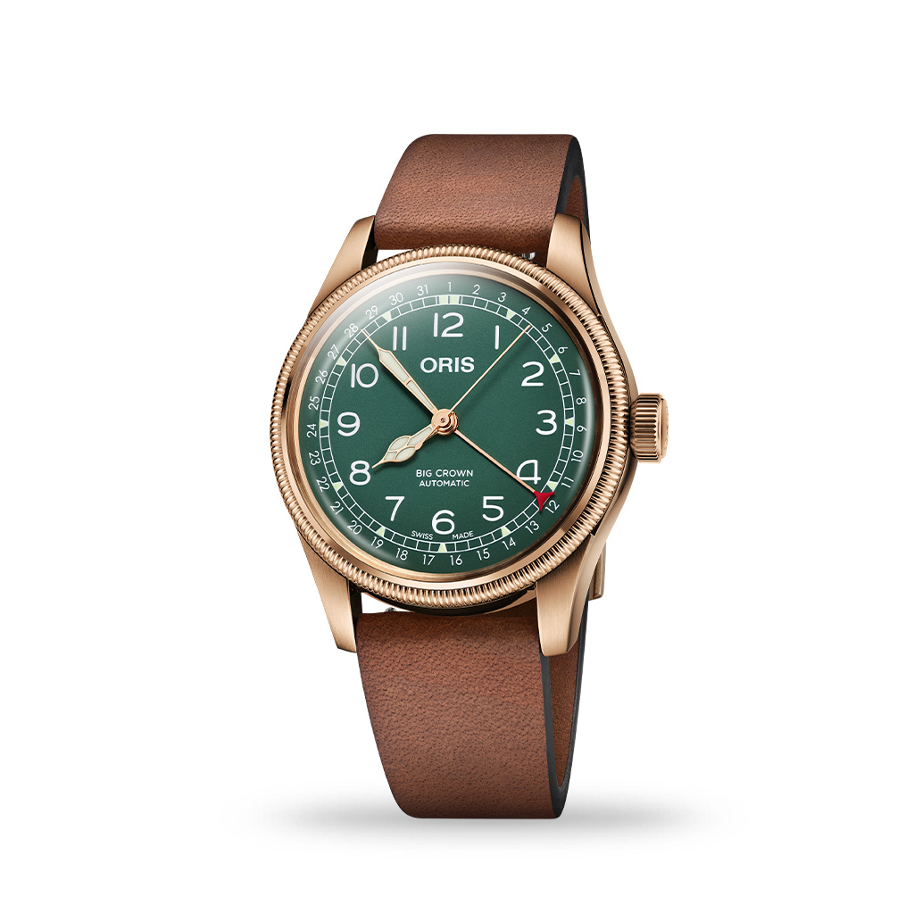 ORIS Big Crown Pointer Bronze, Green Dial 40mm Leather Strap