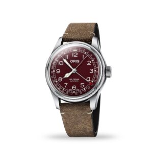 Oris Big Crown Pointer 40mm Red Dial Brown Leather Strap