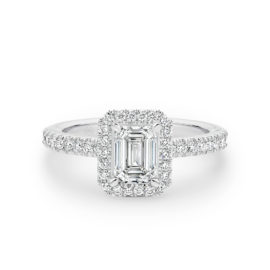 Emerald Cut Halo Diamond Engagement Ring. MODEL : A2408/A2414