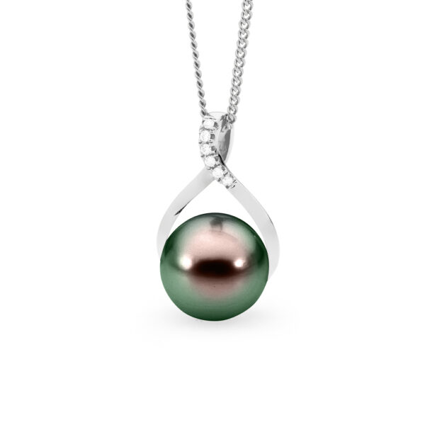 Allure Tahitian Pearl & Diamond Twisted Pendant P154W10B