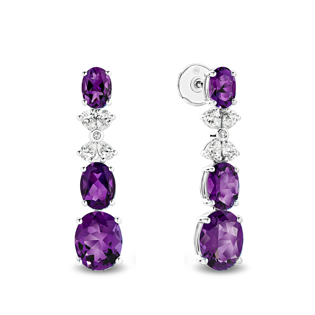 Amethyst & Diamond Cocktail Drop Earrings