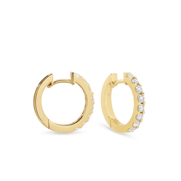Claw Set Diamond Hoop Earrings in Yellow Gold | 734862