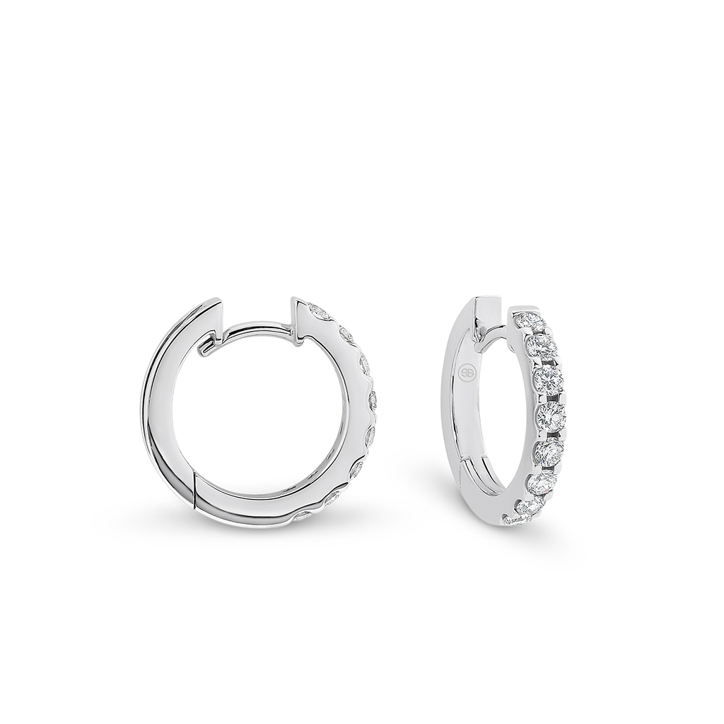 Claw Set Diamond Hoop Earrings