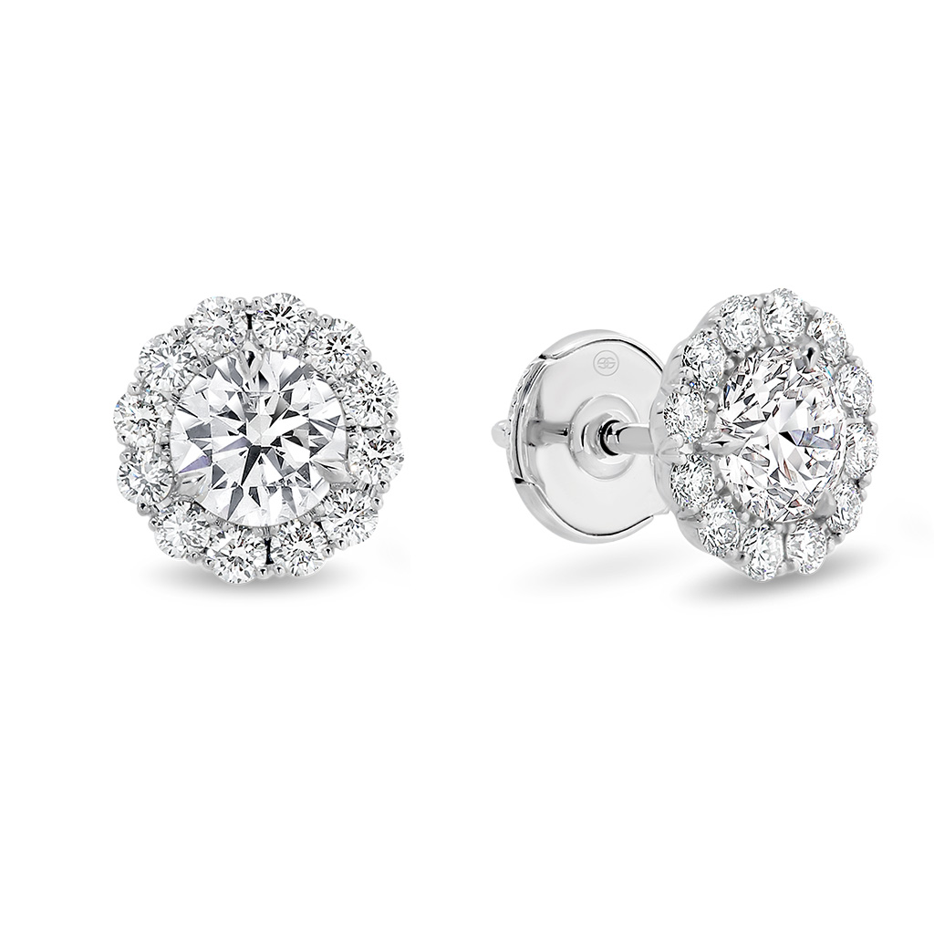 Classic Halo Diamond Stud Earrings