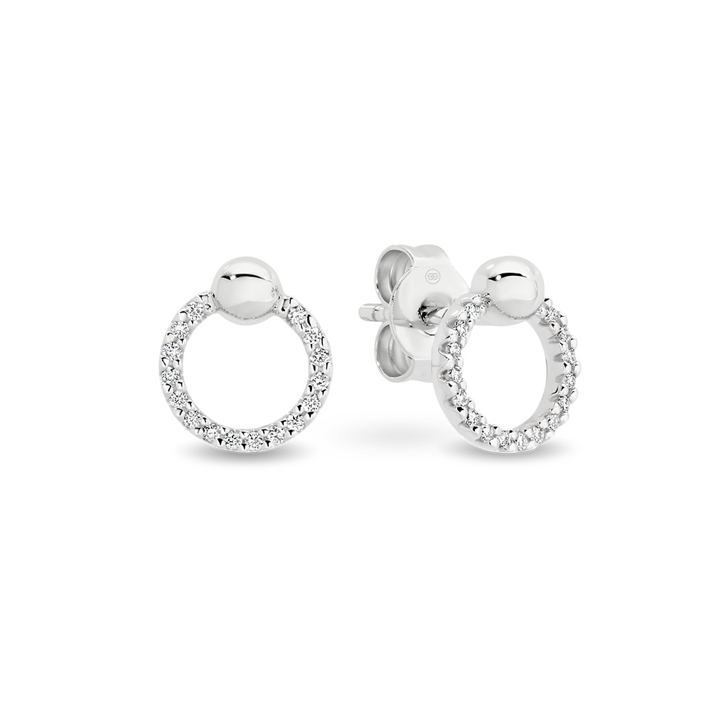 Circle Ball Diamond Stud Earrings
