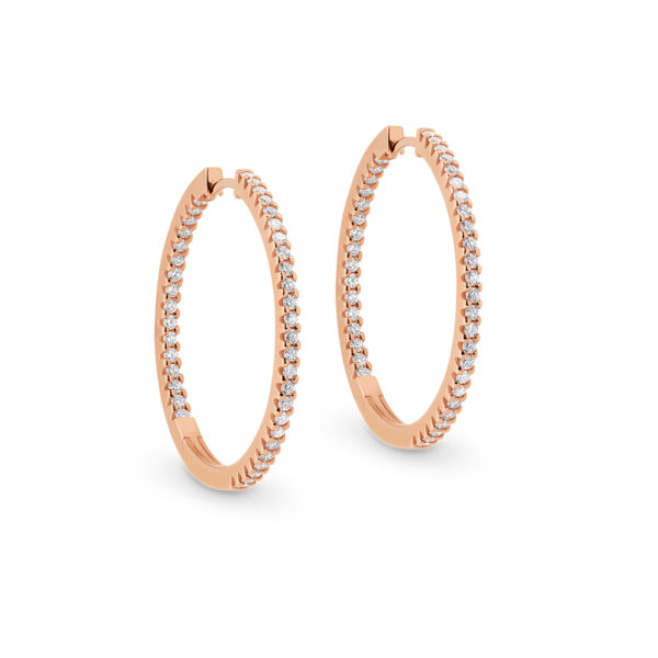 Classic Diamond Hoop Earrings in Rose Gold | 735664