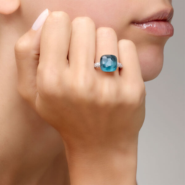 Pomellato Nudo Maxi London Blue Topaz & Diamond ring A.B401/B9O6TL