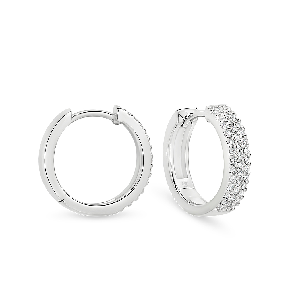 Pave Diamond Hoop Earrings Gregory Jewellers