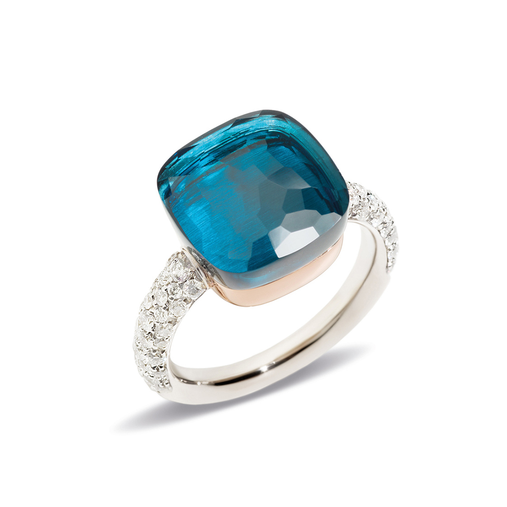 Pomellato Nudo Maxi London Blue Topaz &#038; Diamond ring