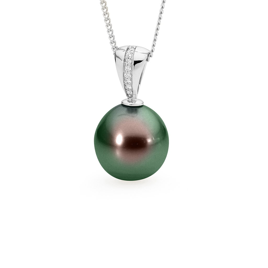 Allure Tahitian Pearl & Diamond V Bale Pendant