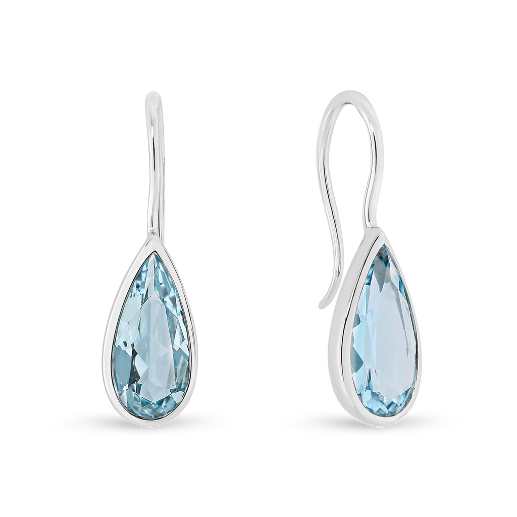 Blue Topaz Pear Drop Earrings