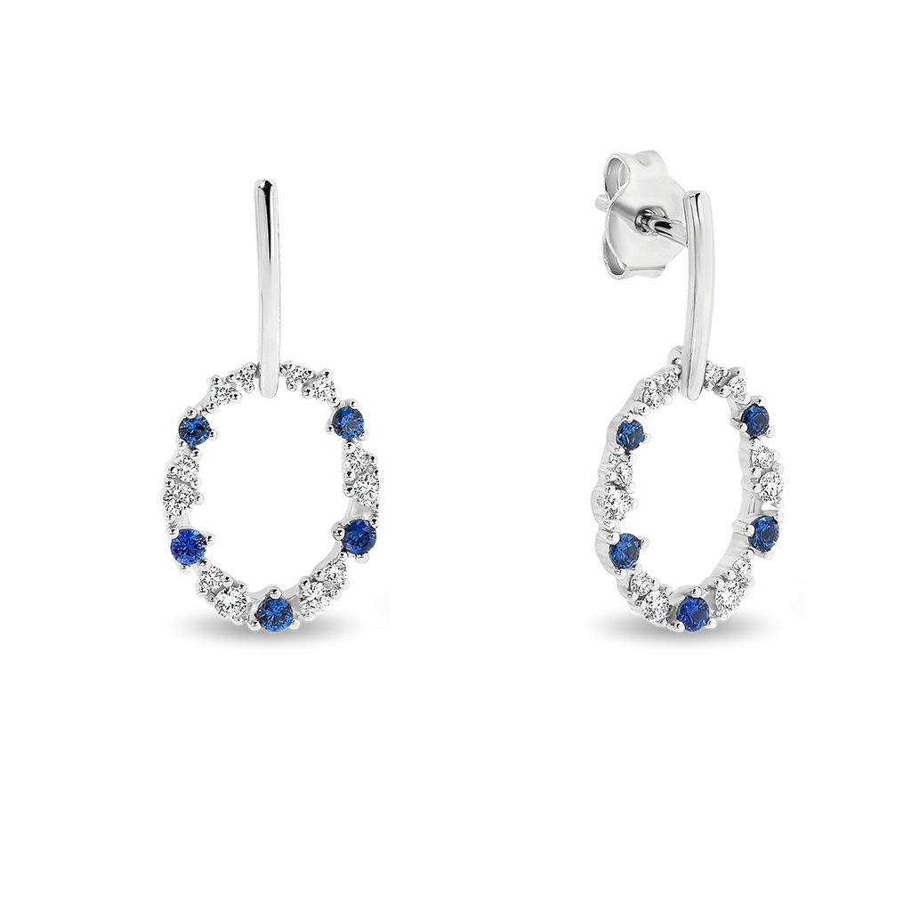 Sapphire &#038; Diamond Oval Drop Earrings