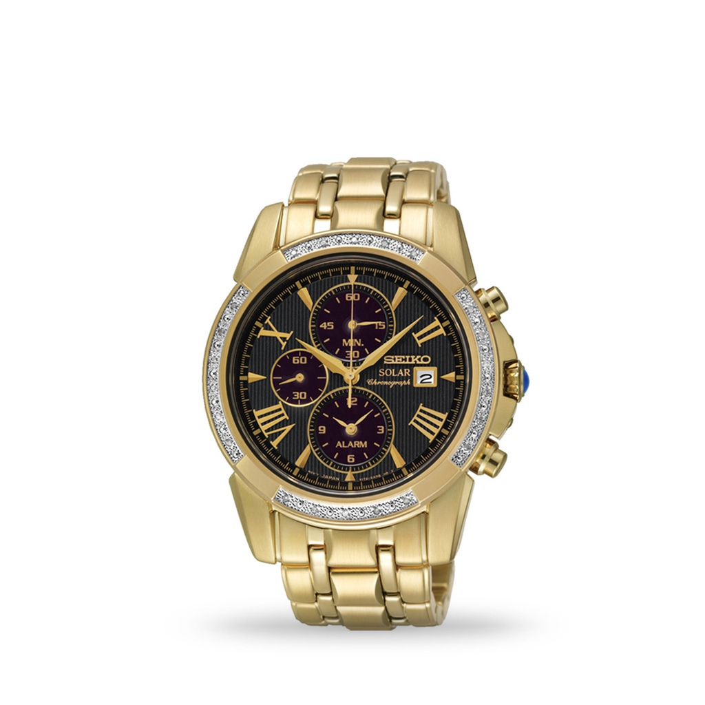 Seiko Le Grand Sport Solar 42mm Black Dial Chronograph Bracelet