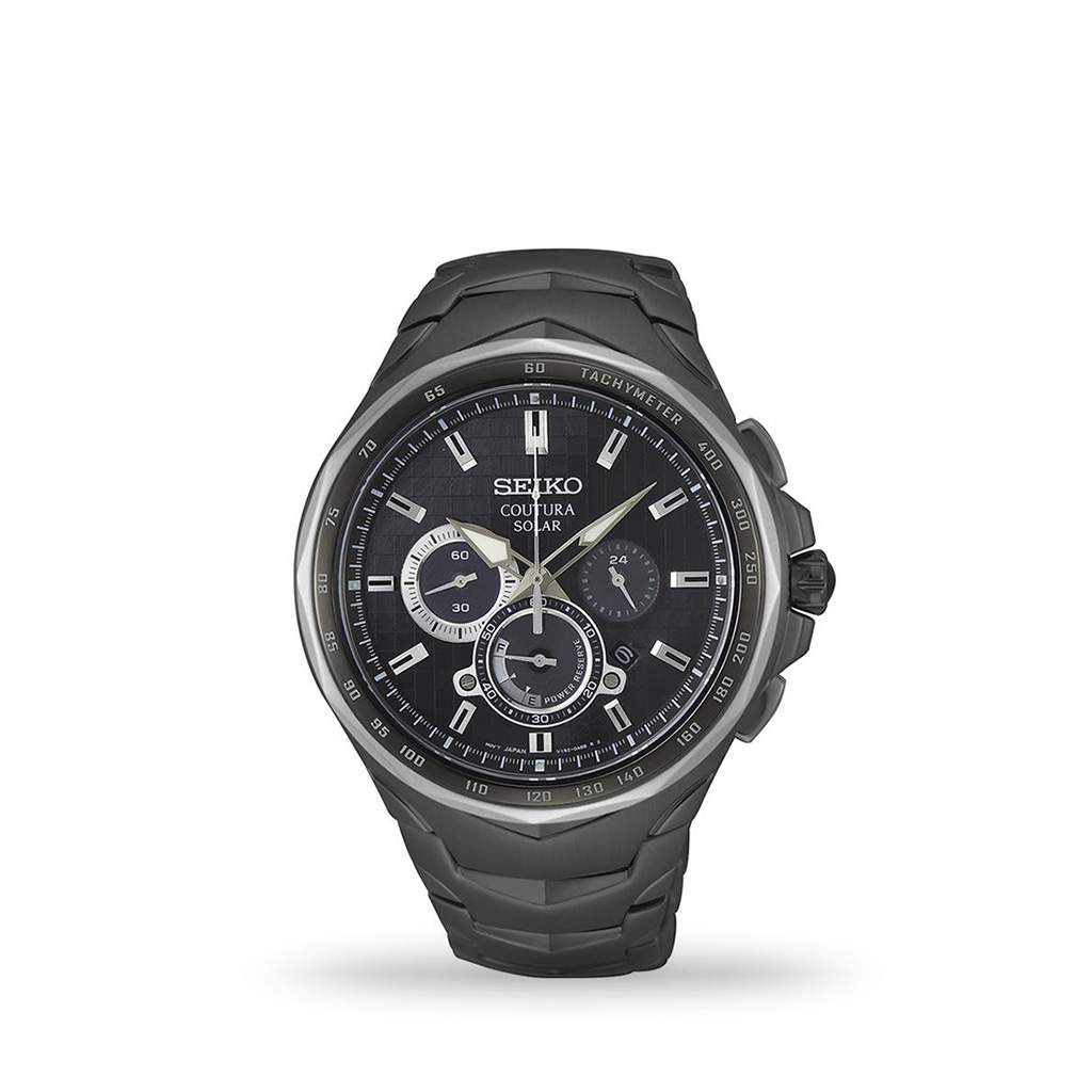 Seiko Coutura Perpetual Solar 45mm Black Dial Rubber Strap