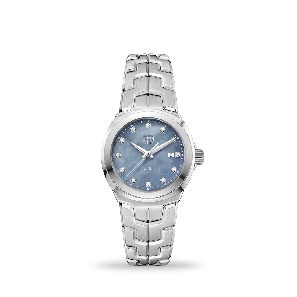 Tag heuer link sales mother of pearl diamond