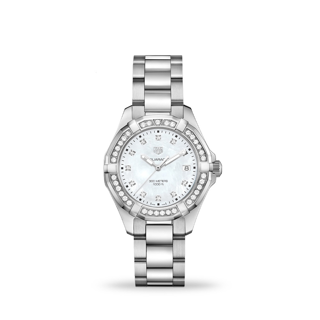 TAG Heuer Aquaracer Quartz 35mm White Mother-of-Pearl Diamond Dial Bracelet