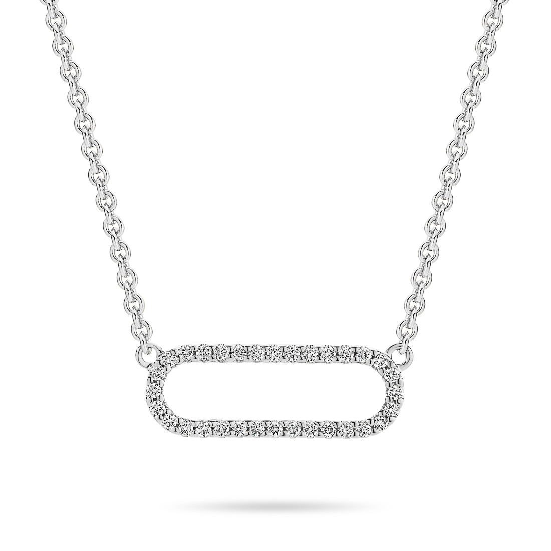 18K White Gold Diamond Claw Set Link Necklace