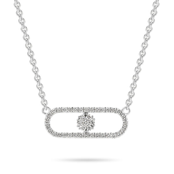 18K White Gold Diamond Cluster Link Necklace 132063 WG
