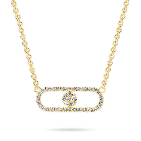 18K Yellow Gold Diamond Cluster Link Necklace 132063 YG