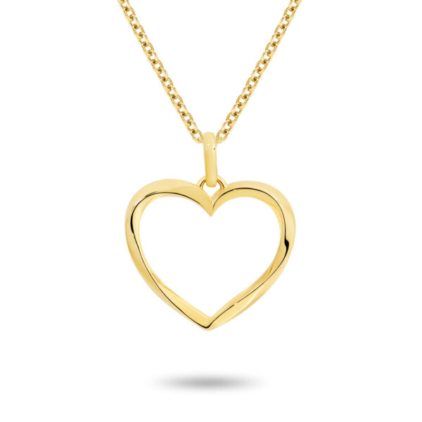 18K Yellow Gold Twisted Heart Pendant 201151