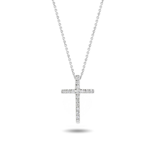 Diamond Cross Drop Pendant in White Gold - 232455-WG