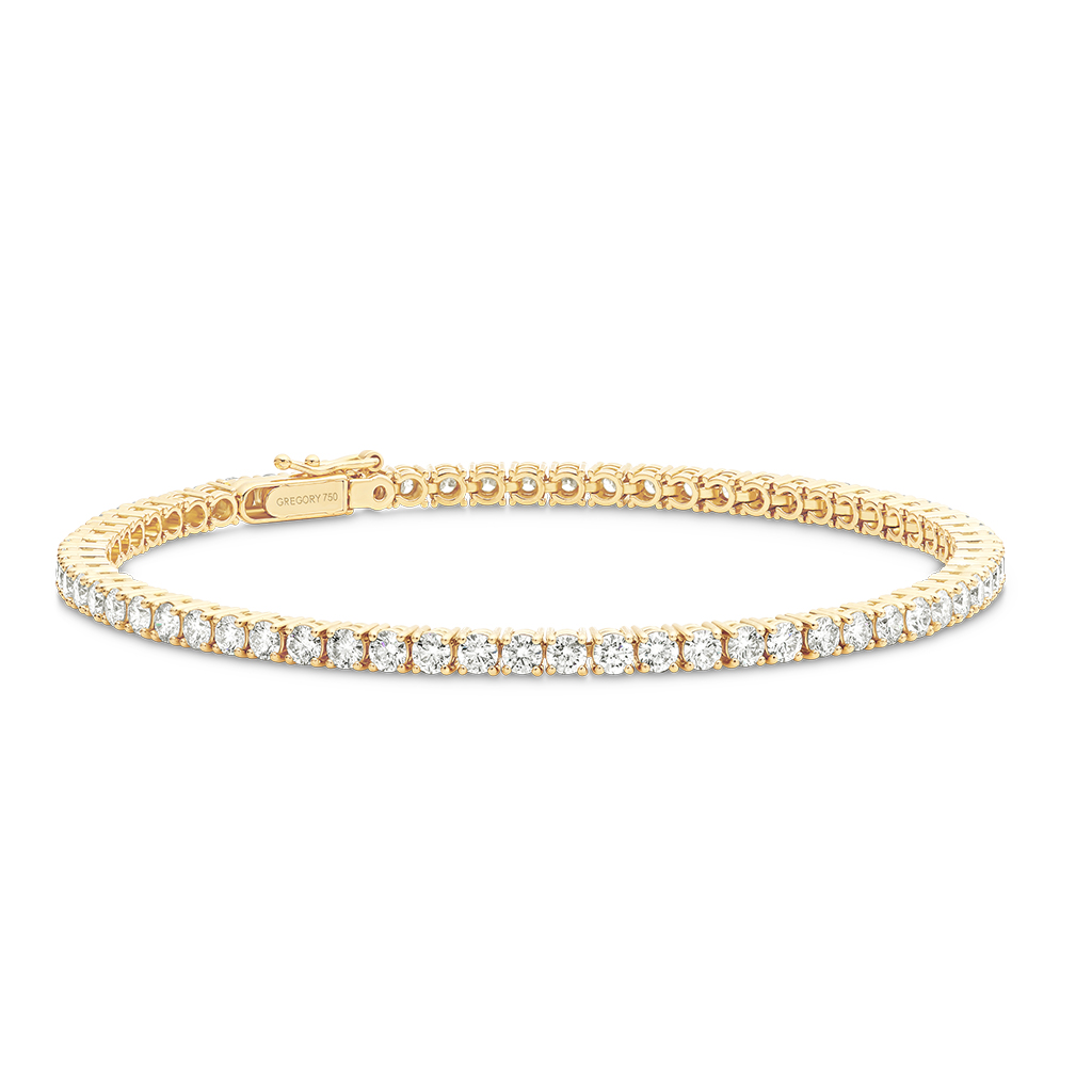 18K Yellow Gold Classic Diamond Tennis Bracelet 2ct - 10ct options