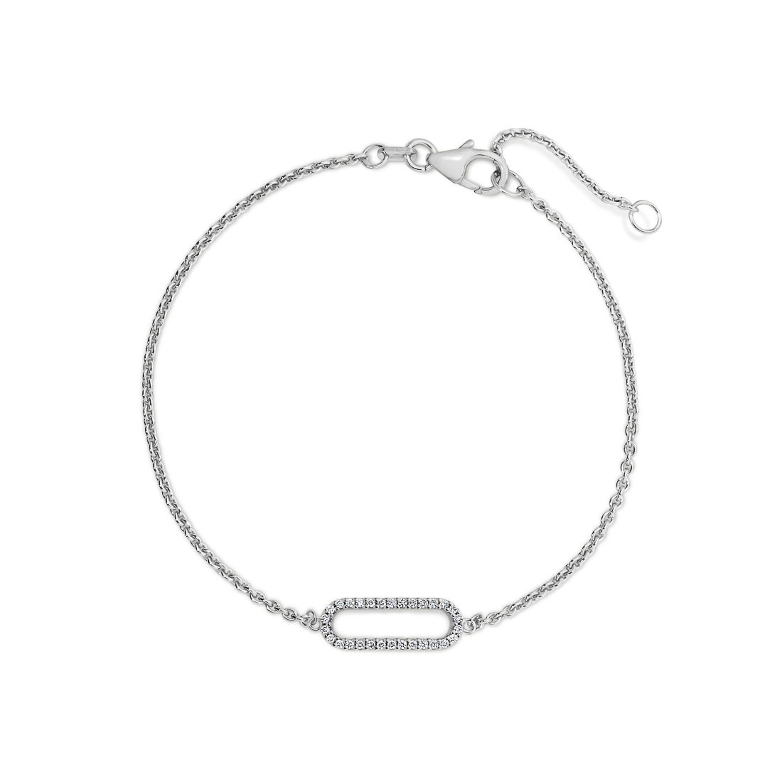 Diamond Claw Set Link Bracelet In 18K White Gold 0.11ct TW