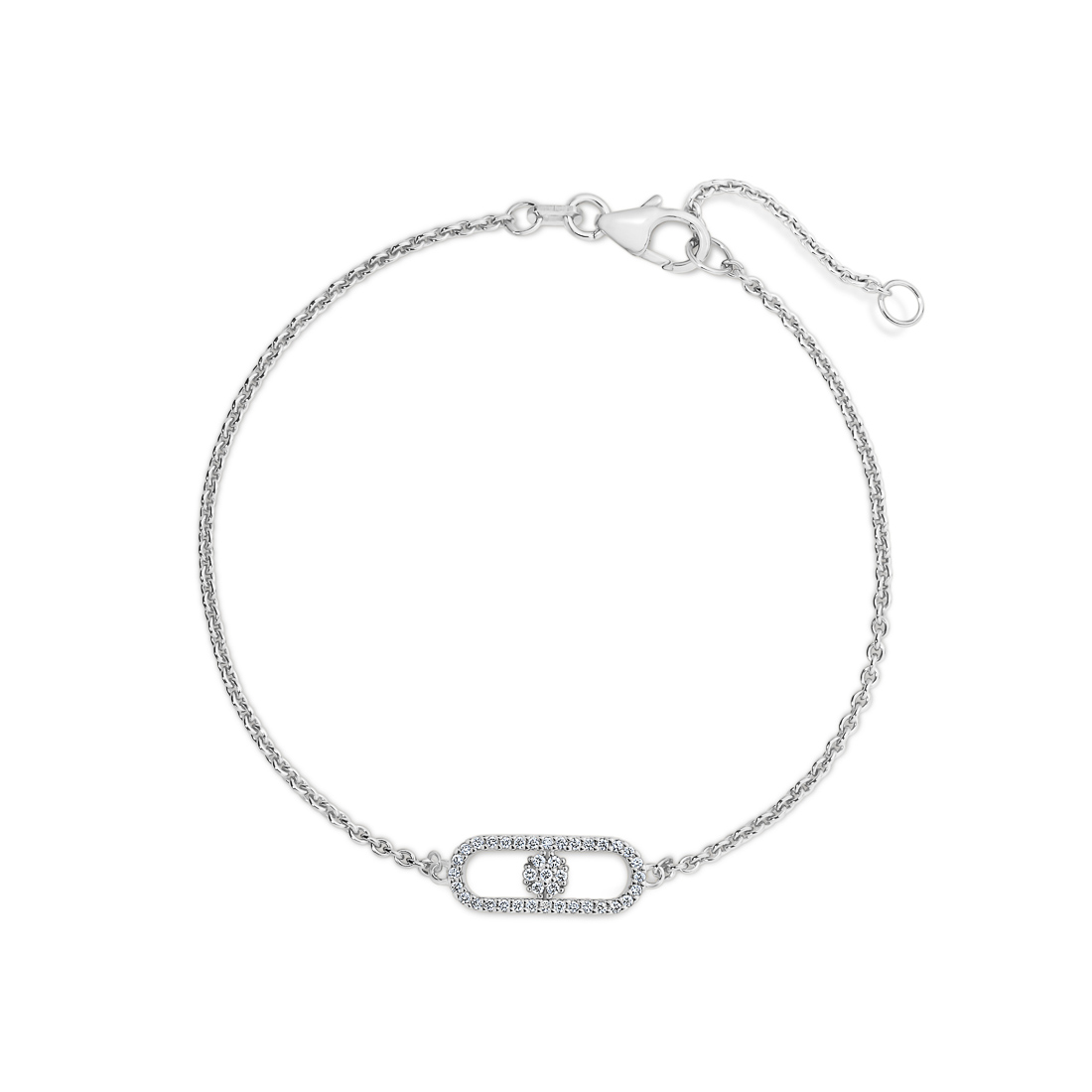 Diamond Cluster Link Bracelet In 18K White Gold 0.13ct TW