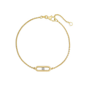18K Yellow Gold Diamond Solitaire Link Bracelet 430470