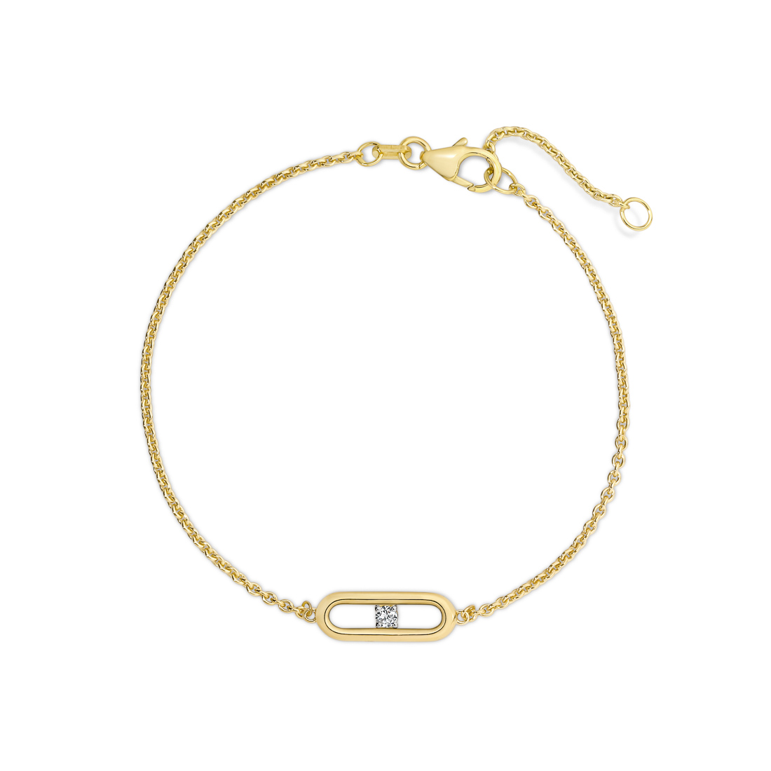 18K Yellow Gold Diamond Solitaire Link Bracelet