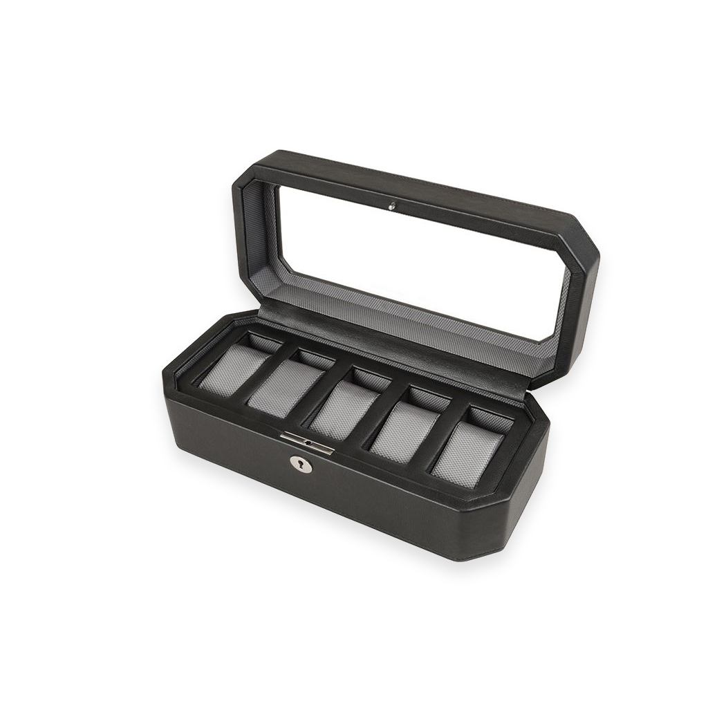 Wolf Windsor 5 Piece Watch Box in Black