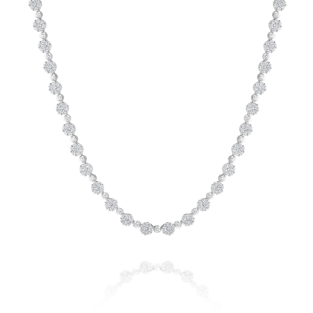 5.00ct Cluster Set Diamond Necklace White Gold