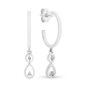18K White Gold Diamond Tear Drop Hoop Earrings 737591 WG