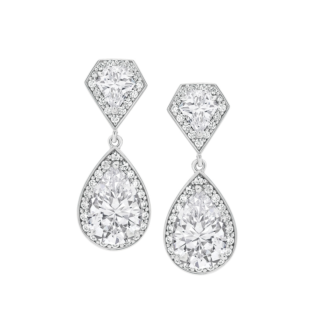 Cubic Zirconia Silver Twin Halo Simona Earrings