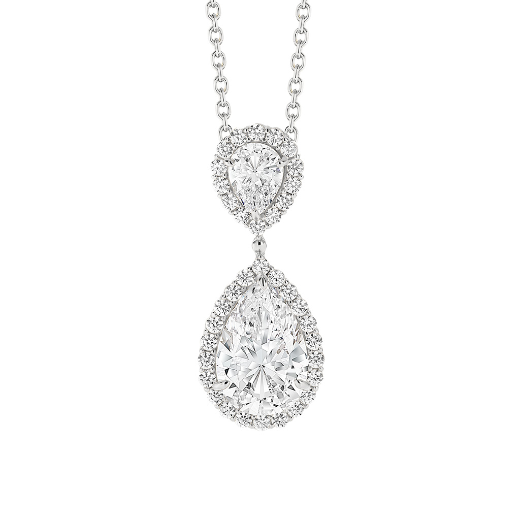 Cubic Zirconia Silver Twin Halo Anastasia Pendant