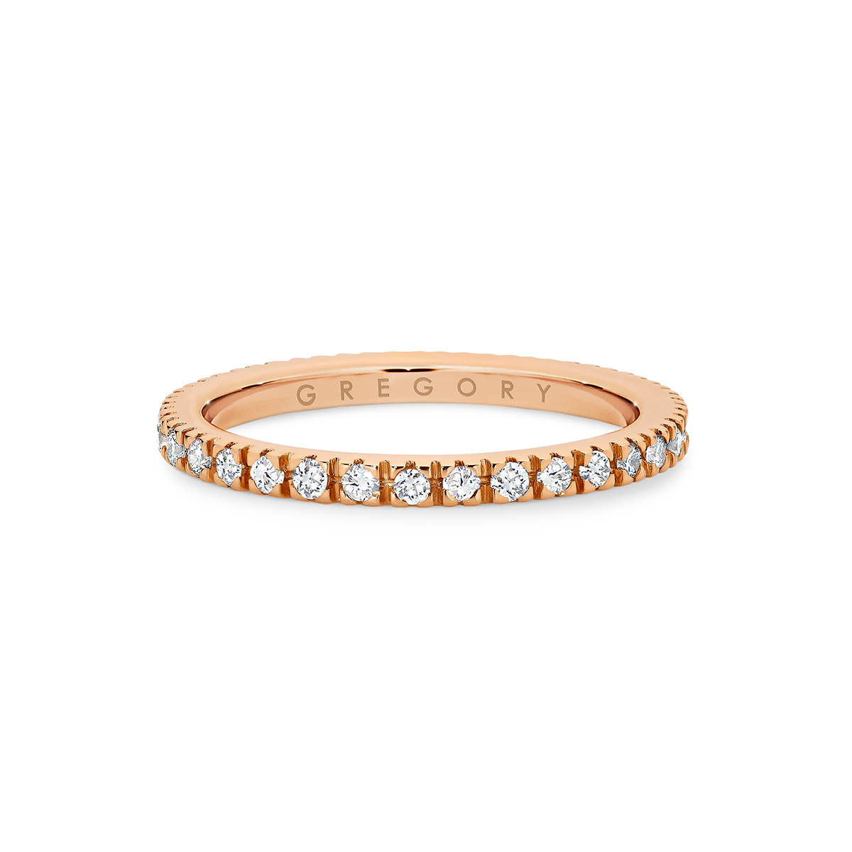 Claw Set Diamond Eternity Band in Rose Gold