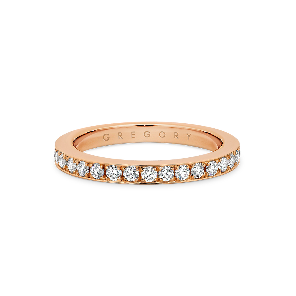 Classic Pave Set Diamond Wedding Band in Rose Gold