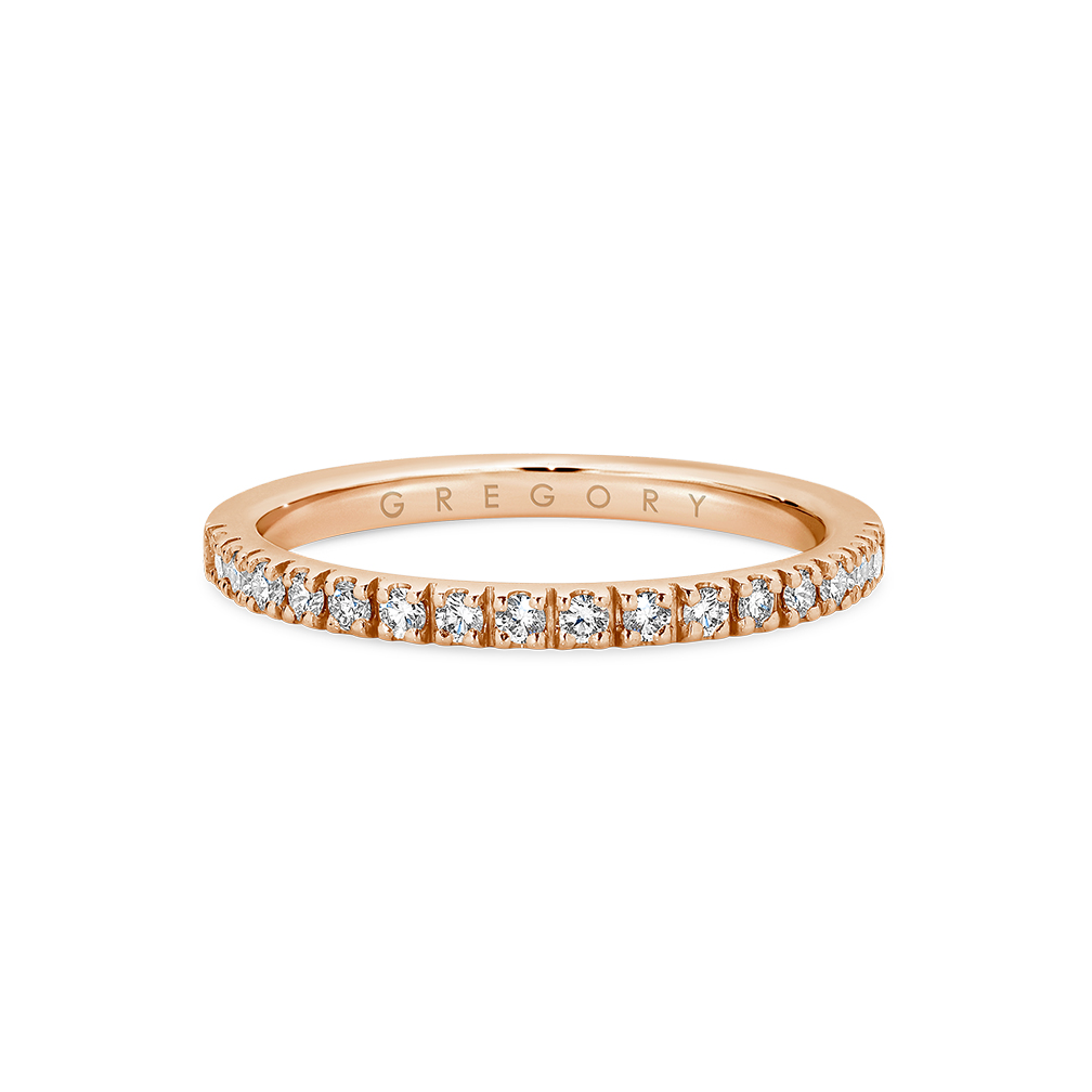 Claw Set Diamond Wedding Band in Rose Gold