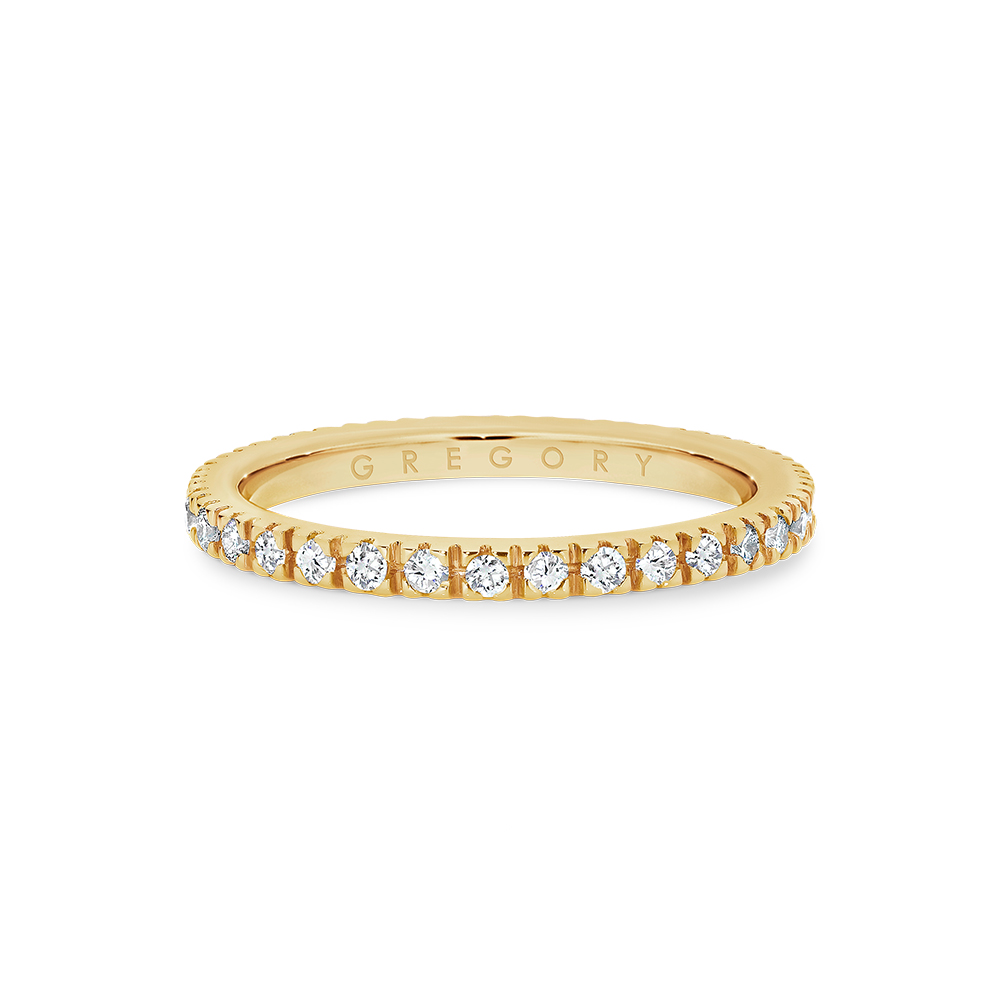 Claw Set Diamond Eternity Band in Yellow Gold