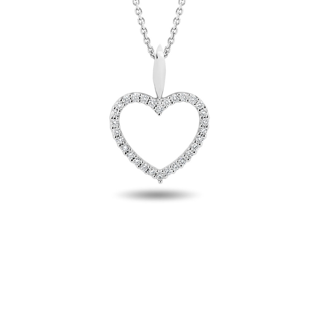 White gold heart clearance locket and chain