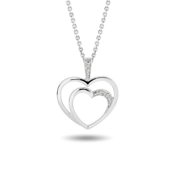 Twin Heart Diamond Pendant in White Gold | 232439